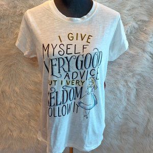 Disney Alice in Wonderland Women's White Shirt Size L